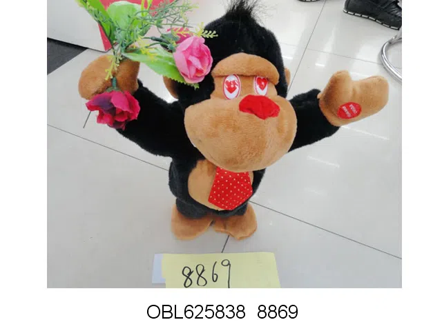 抱花唱歌跳舞电动毛绒猴子 无包电_OBL625838