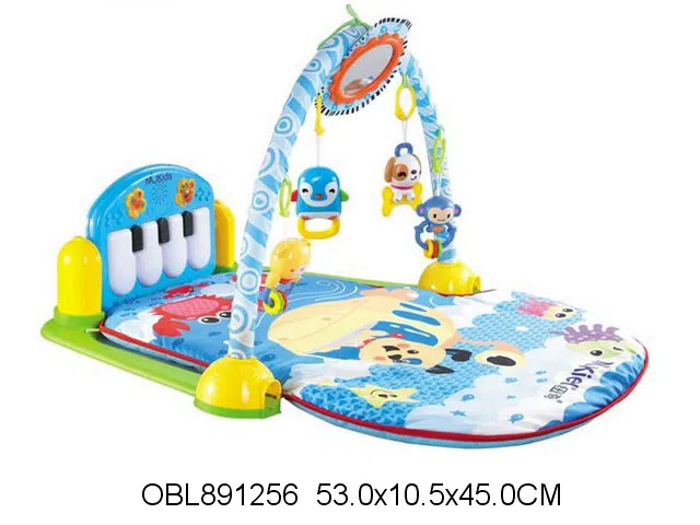 脚踏钢琴婴儿地毯带灯光音乐 钢琴无包电 镜子包电 蓝/黄2色混装_OBL891256