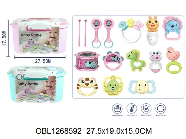 16只庄婴儿摇铃牙胶套装 2色混装_OBL1268592