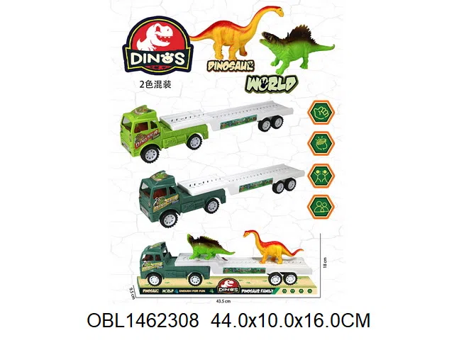 惯性运输车载2只硬料恐龙  2色混装_OBL1462308