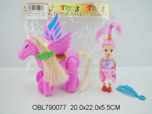 拉线马配3.5寸实身芭芘 饰品 白 红 紫3色混装 主体衣服1款1色_OBL790077