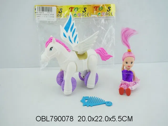 拉线马配3.5寸实身芭芘 梳子 白 红 紫3色混装 主体衣服1款1色_OBL790078