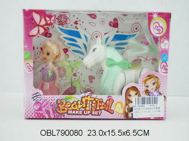 拉线马配3.5寸实身芭芘 梳子 树 白 红 紫3色混装 主体衣服1款1色_OBL790080