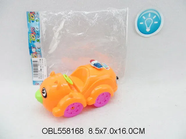 拉线实色卡通警车带灯光 包电 橙 红 青2款3色混装_OBL558168