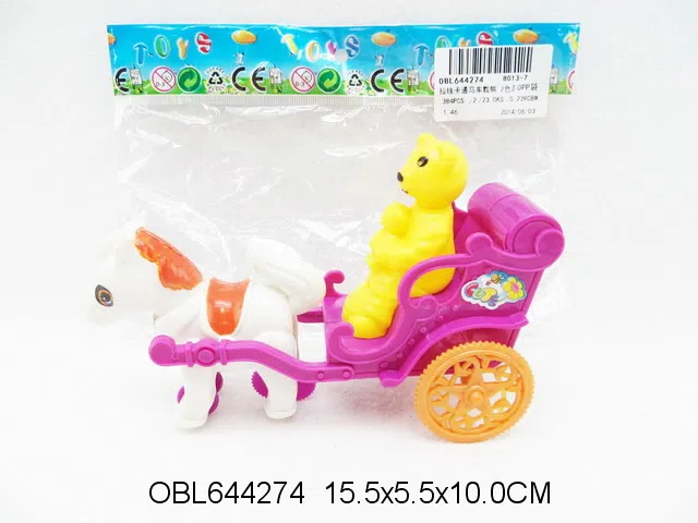 拉线卡通马车载熊 2色混装_OBL644274