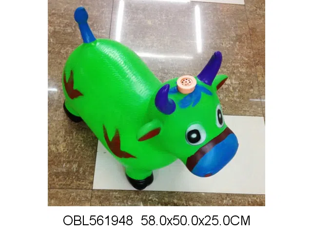 搪塑充气彩绘音乐跳跳牛 出货无充气 红黄蓝绿粉橘黄_OBL561948
