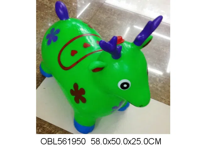 搪塑充气彩绘音乐跳跳鹿 出货无充气 红黄蓝绿粉橘黄_OBL561950