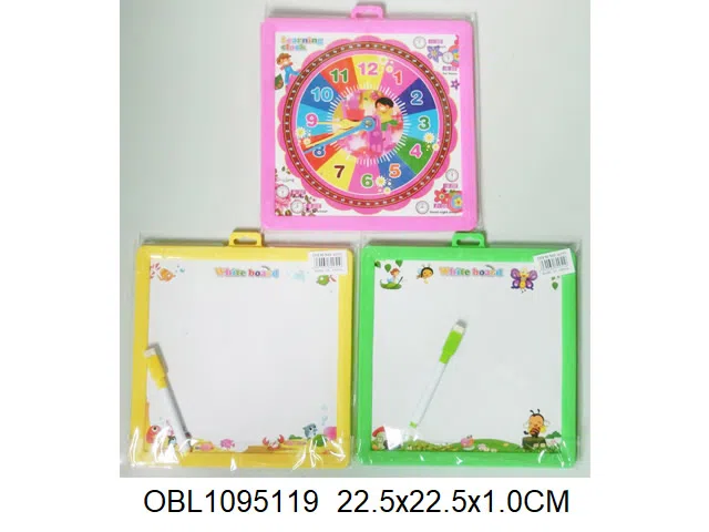 单面写字板背面时钟 红 绿 粉红三色混装_OBL1095119