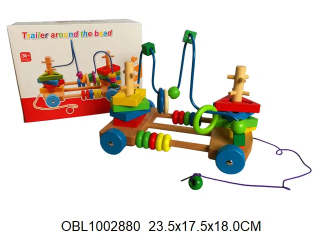 木制拖车套柱绕珠_OBL1002880