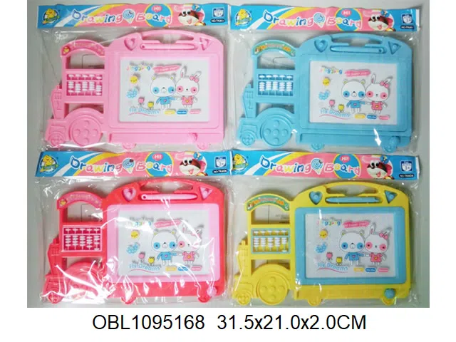 火车带算盘磁性写字板 蓝 黄 红 粉红四色混装_OBL1095168