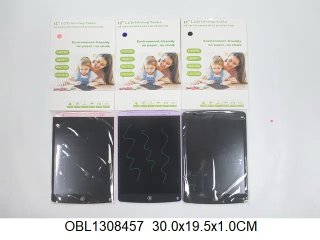 12寸液晶写字板 带一粒纽扣电池 3色混装_OBL1308457