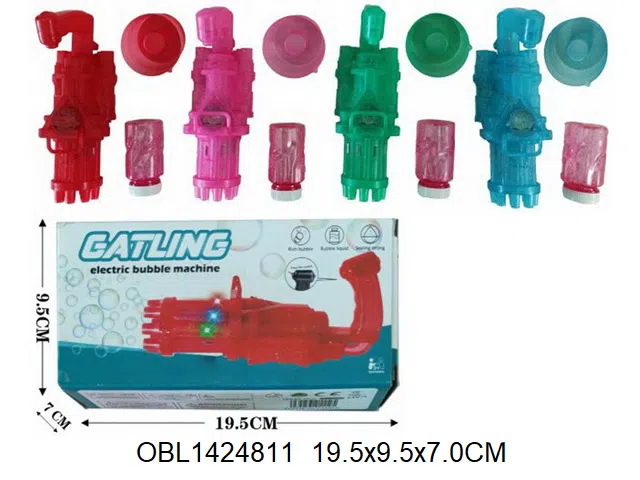 电动加特林泡泡枪带灯光音乐配1瓶50ml泡泡水 3*AA无包电_OBL1424811