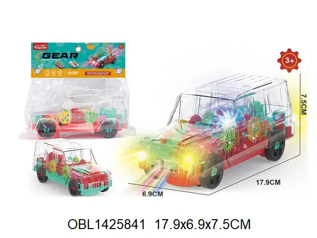 电动齿轮越野车带灯光音乐 3*AA无包电 2色混装_OBL1425841