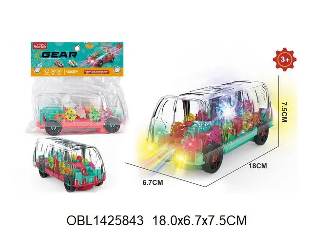 电动齿轮巴士车带灯光音乐 3*AA无包电 2色混装_OBL1425843