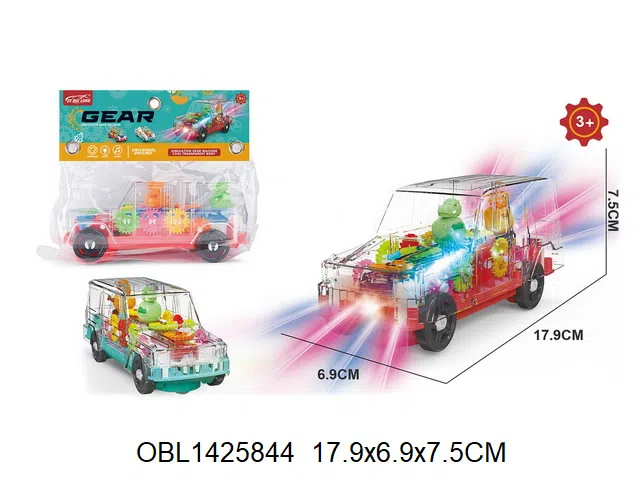 电动齿轮越野车带灯光音乐 3*AA无包电 2色混装_OBL1425844