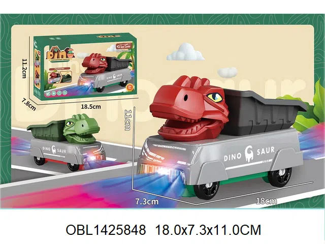 电动齿轮恐龙车带灯光音乐 3*AA无包电 2色混装_OBL1425848