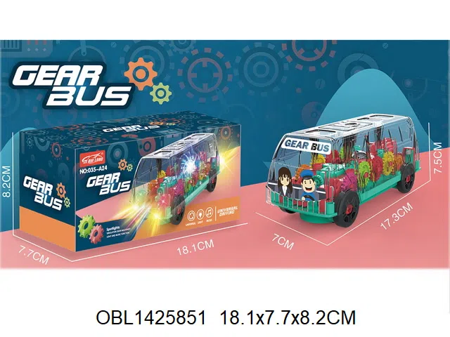 电动齿轮巴士车带灯光音乐 3*AA无包电 2色混装_OBL1425851