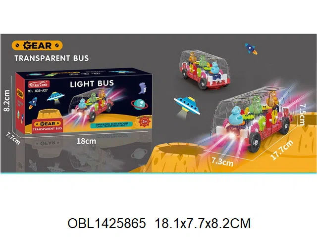 电动齿轮巴士车带灯光音乐 3*AA无包电 2色混装_OBL1425865