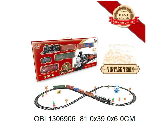 电动轨道火车套装带灯光声音 4*AAA无包电_OBL1306906