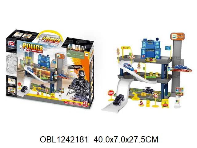 自装警察停车场套装带灯光音乐  3*AG13包电 滑行车随机款式_OBL1242181