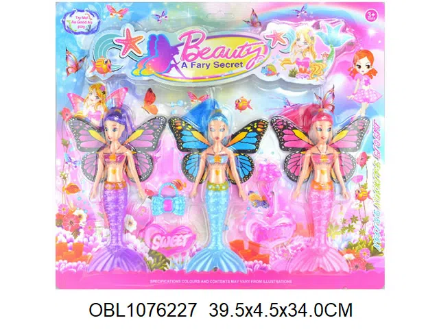 3身庄8寸实身蝴蝶美人鱼芭芘套装_OBL1076227