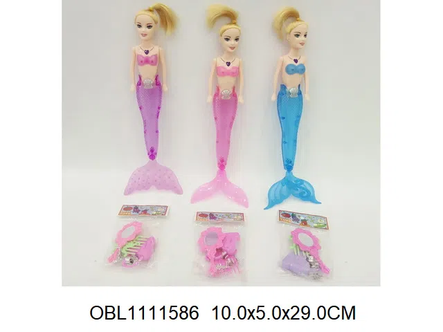 9寸实身美人鱼芭芘套装带灯光 包电 3色混装_OBL1111586