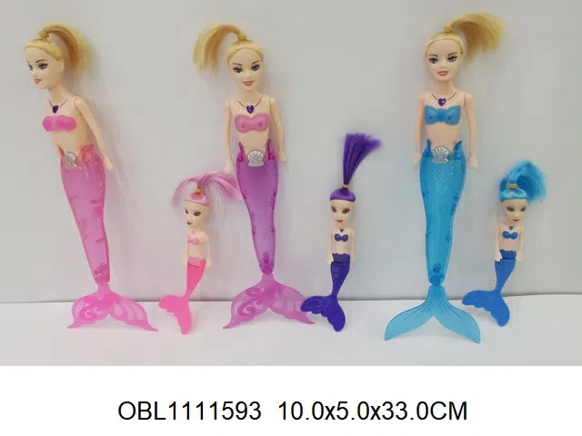 9寸实身美人鱼芭芘带灯光配5寸实身美人鱼芭芘 包电 3色混装_OBL1111593