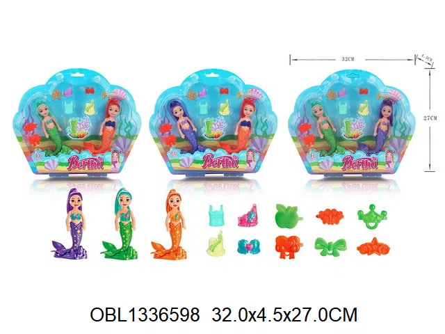 2身庄6寸实身美人鱼芭芘套装 3款混装_OBL1336598