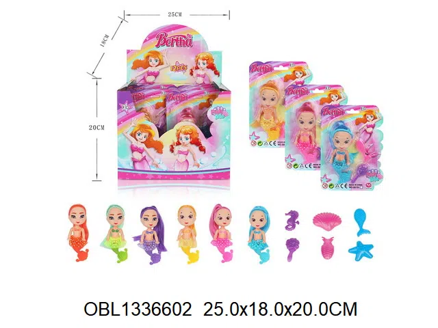 5寸实身美人鱼芭芘套装 6色混装 12板装1展示盒_OBL1336602