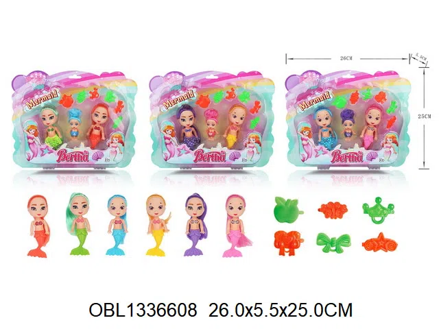 2身庄5寸实身美人鱼芭芘套装配2寸实身芭芘  3款混装_OBL1336608