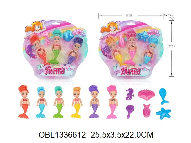 3身庄5寸实身美人鱼芭芘套装 2款混装_OBL1336612