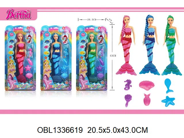 14寸实身美人鱼芭芘套装 3色混装_OBL1336619