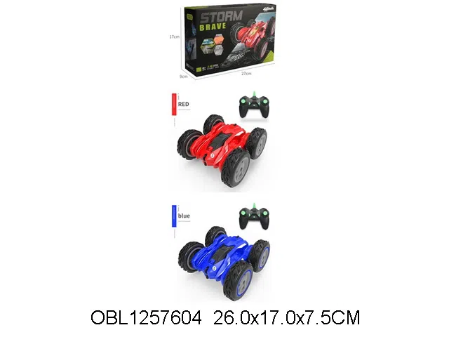 遥控特技翻滚车配USB线 车身3.7V包电 遥控器2*AAA无包电 2.4G 2色混装_OBL1257604