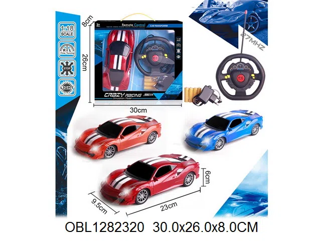 四通方向盘遥控车带灯光配充电器 车身4*AA包电  遥控器2*AA无包电  27频率  3色混装_OBL1282320