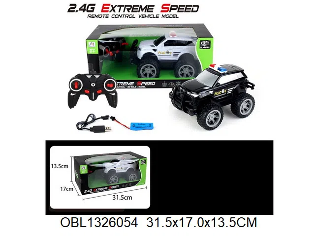 四通遥控警车配USB线  车身1粒3.7V包电 遥控器2*AA无包电 2.4G  2色混装_OBL1326054