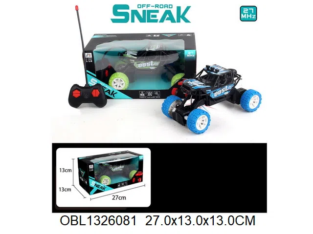 四通越野遥控车带灯光  车身3*AA没包电  遥控器2*AA无包电 27频率 2色混装_OBL1326081