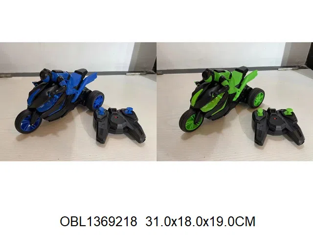 遥控特技摩托车配USB线 车身3.7V包电 遥控器2*AA包电 2.4G 绿 蓝2色混装_OBL1369218