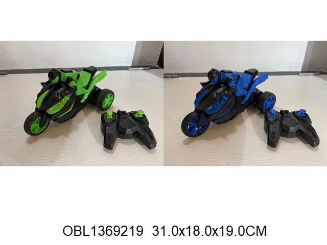 遥控特技摩托车 车身4*AA无包电 遥控器2*AA无包电 2.4G 绿 蓝2色混装_OBL1369219