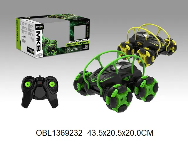 遥控翻滚漂移车配USB线  车身7.4V包电 遥控器2*AA包电 2.4G  黄 绿2色混装_OBL1369232