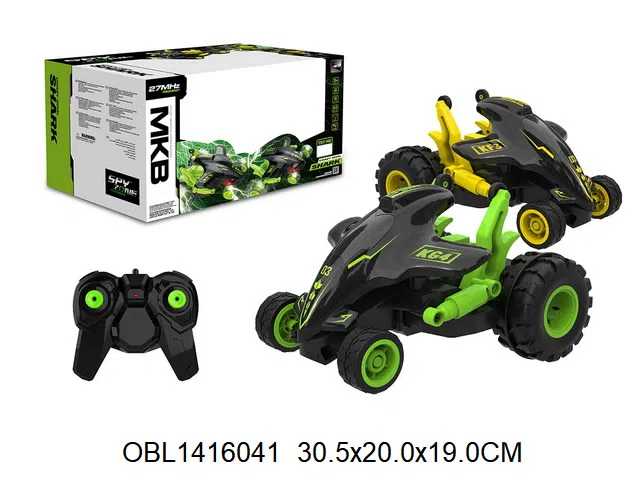 4通遥控鲨鱼车带灯光 车身6*AA无包电 遥控器2*AA无包电 27频率  2色混装_OBL1416041