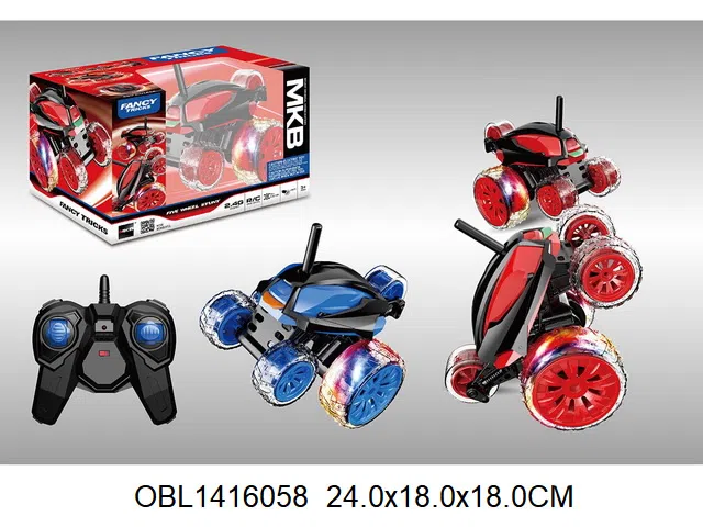 遥控特技车带灯光 车身4*AA无包电   遥控器2*AA无包电 2.4G 2色混装_OBL1416058