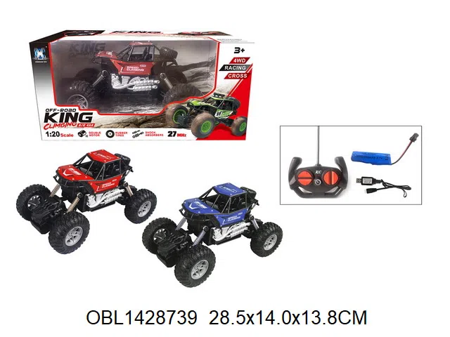 遥控合金越野车配USB线 车身3.7V锂电池包电 遥控器2AA无包电 27频率 2色混装_OBL1428739
