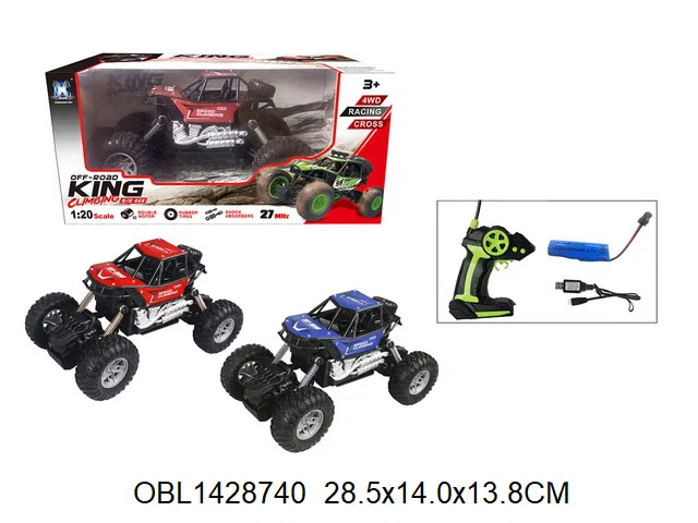 遥控合金越野车配USB线 车身3.7V锂电池包电 遥控器2AA无包电 27频率 2色混装_OBL1428740