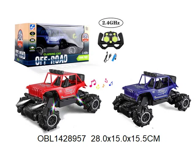 遥控攀爬车带灯光音乐配USB线 车身3.7V锂电池包电 遥控器2*AA无包电  2.4G_OBL1428957