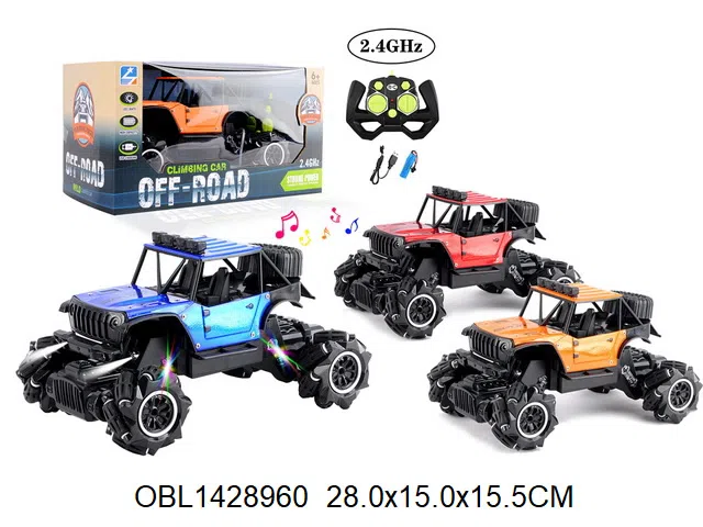 遥控攀爬车带灯光音乐配USB线 车身3.7V锂电池包电 遥控器2*AA无包电  2.4G_OBL1428960